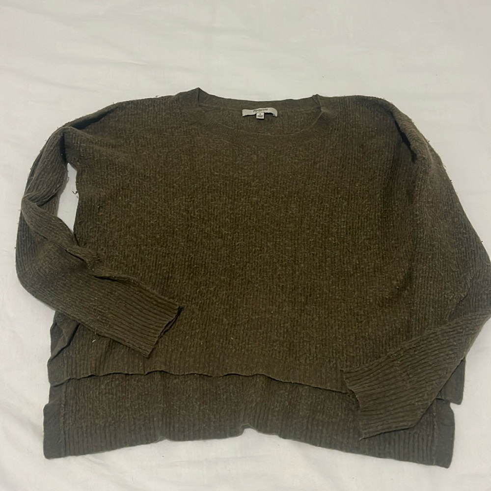 Madewell Ribbed Olive Green Sweater Top SMALL Boxy